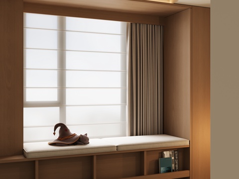 现代飘窗柜su模型