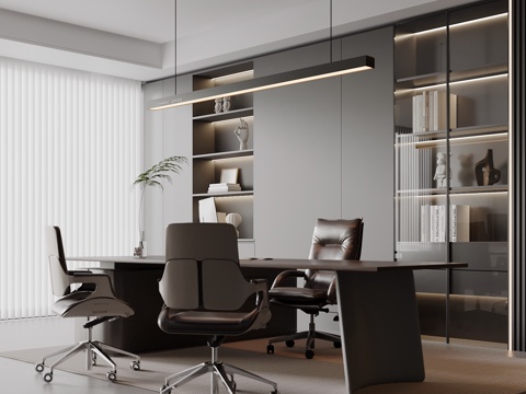  现代经理办公室 办公桌椅3d模型 