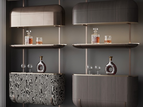 现代酒架 酒柜su模型