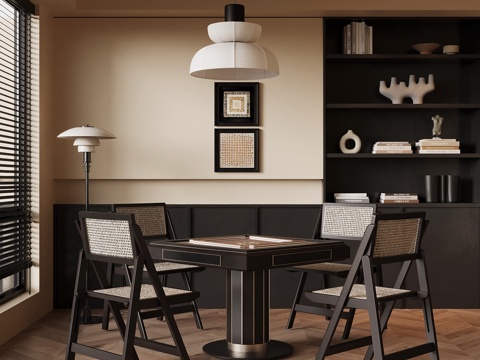  法式棋牌室 麻将室 棋牌桌3d模型 