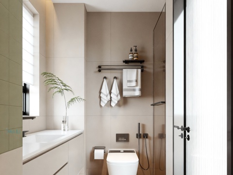  现代卫生间 卫生间摆件 干湿分离卫生间 干区卫生间 卫生间推3d模型 