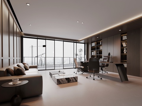 现代经理办公室 办公桌椅su模型