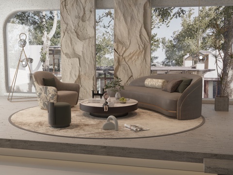 现代别墅客厅su模型