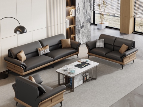  现代办公室 办公沙发茶几组合 办公沙发 商务沙发 接待沙发3d模型 