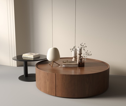 现代中古风圆茶几su模型