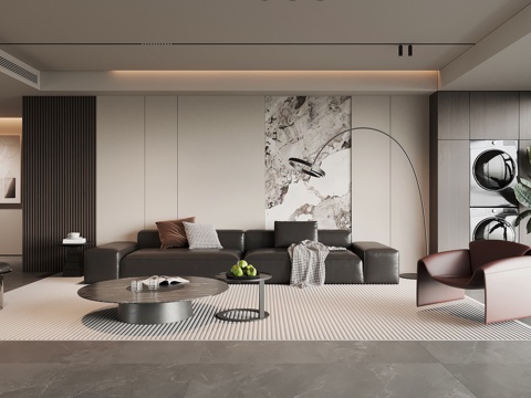 现代客厅沙发 沙发背景墙su模型