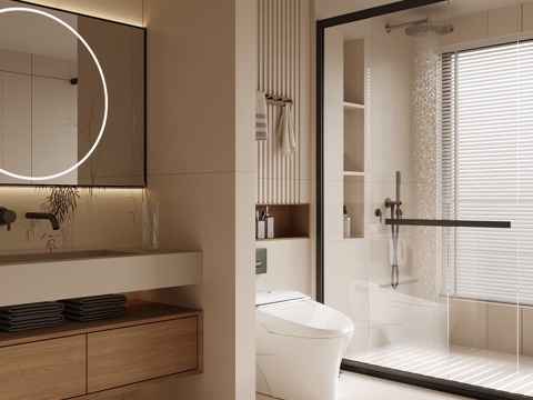  新中式卫生间su模型 