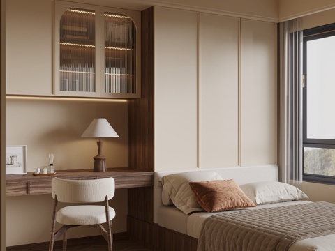 中古风榻榻米卧室su模型