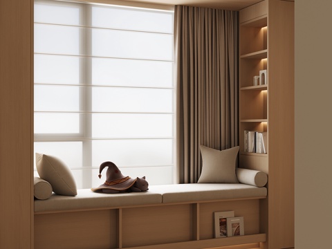 现代飘窗柜su模型