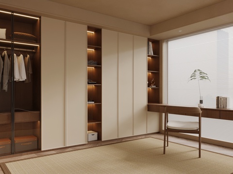 新中式衣帽间 梳妆台su模型