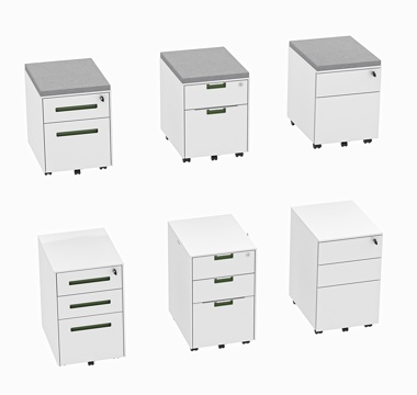现代活动柜 斗柜 三斗柜 办公柜 钢柜 钢柜凳 三抽柜 副柜su模型