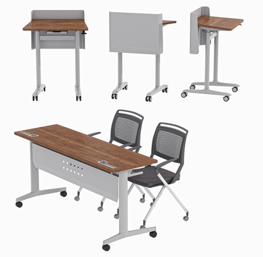 现代办公桌 会议桌 演讲台 条桌 折叠桌 培训桌 培训椅 会su模型