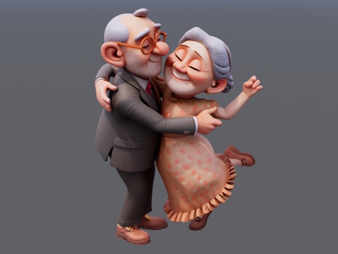 跳舞的一对老人su模型