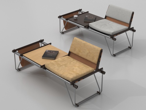 现代休闲长椅 折叠椅su模型