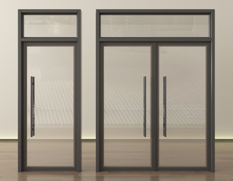  现代玻璃双开门 单开门  办公室门3d模型 