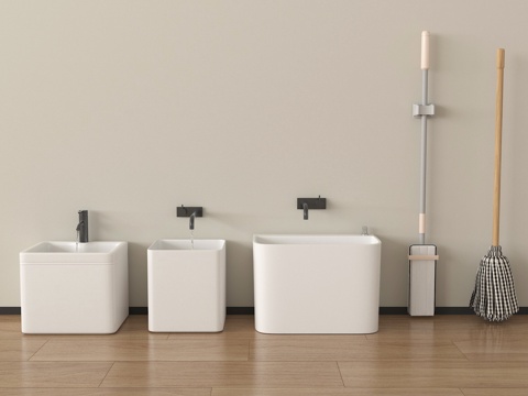 现代拖把池 拖布池 墩布池 拖把su模型