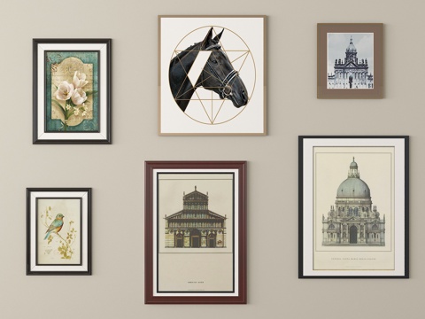 法式简欧挂画 装饰画su模型