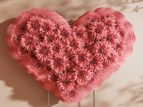  美陈 花艺装置 艺术装置 爱心 摆件3d模型 