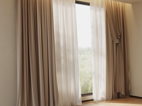 现代简约窗帘su模型