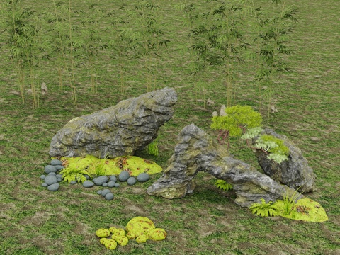 现代园林景观 户外假山su模型