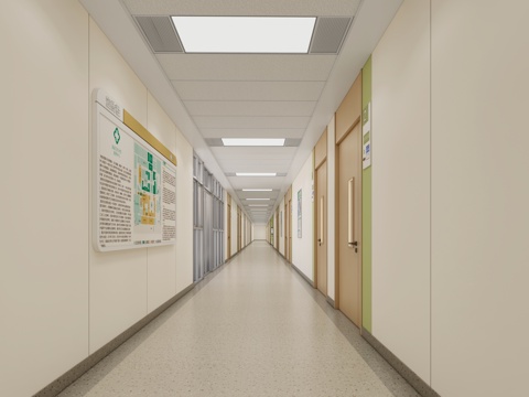 现代医院_医院楼道_楼道_过道_走廊su模型