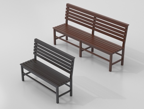 现代实木条椅 排椅 等候椅 木条椅su模型