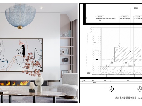 电视背景墙 客厅背景墙 珠光漆背景墙 背景墙cad施工图