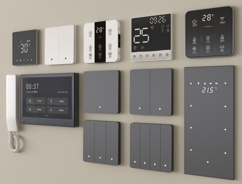 现代开关插座 智能面板 功能面板su模型