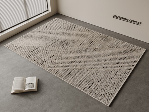  现代简约地毯 方形地毯 粗布地毯 客厅地毯 奶油风地毯su模型 