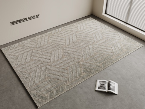  现代简约地毯 方形地毯 粗布地毯 客厅地毯 奶油风地毯su模型 