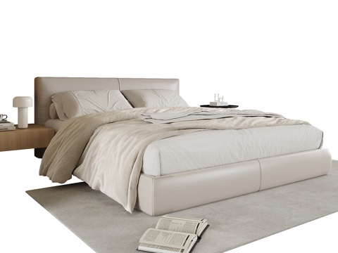  现代双人床3d模型 