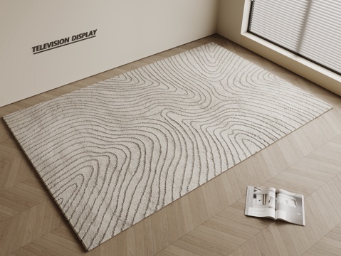 现代简约地毯 方形地毯 粗布地毯 客厅地毯 奶油风地毯su模型