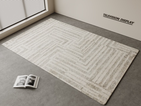 现代简约地毯 方形地毯 粗布地毯 客厅地毯 奶油风地毯su模型