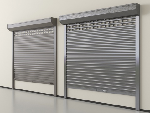 现代卷帘门 卷闸门 车库门 仓库门 防盗门su模型