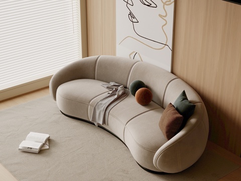 现代简约沙发 异形沙发 多人沙发su模型