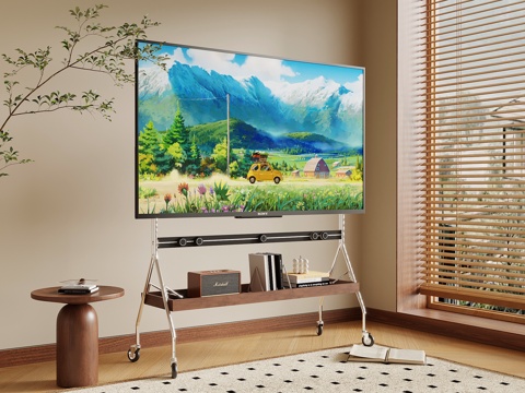 中古风支架电视 移动电视su模型