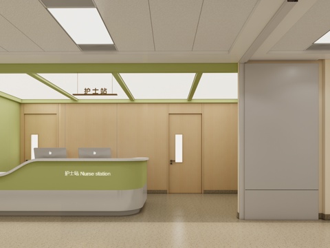 现代医院_中医院_医院大厅_分诊台_护士站su模型