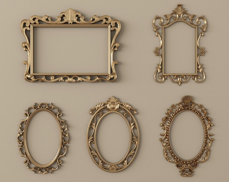 欧式画框 雕花相框 镜框su模型