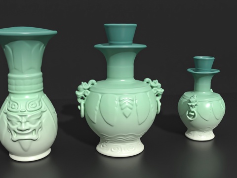  瓶子酒瓶瓷瓶包装酒罐摆件3d模型 