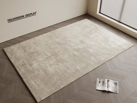  现代简约地毯 方形地毯 粗布地毯 客厅地毯 奶油风地毯su模型 