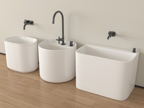 现代拖把池 拖布池 墩布池su模型