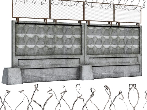  苏联混凝土围栏（低多边形）3d模型 