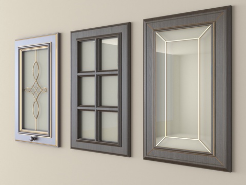  中式门板 玻璃门板 柜门门板3d模型 