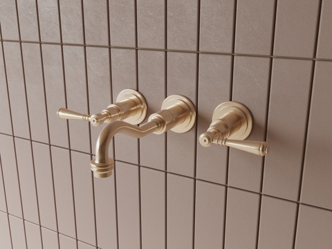 现代水龙头 墙排水龙头su模型