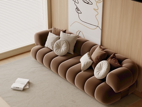 现代简约沙发 异形沙发 多人沙发su模型