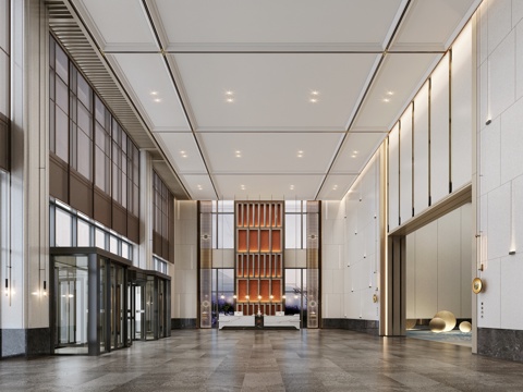  禅意酒店大厅3d模型 