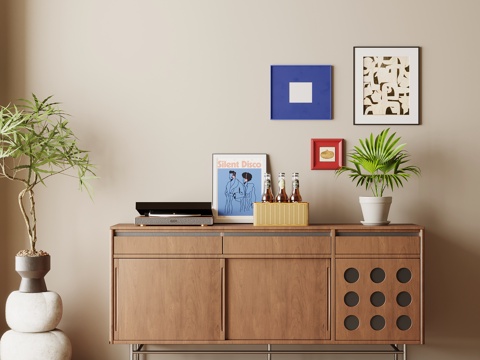 中古风玄关柜 端景柜 边柜su模型