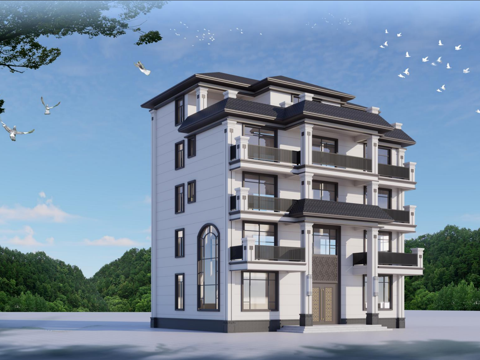 新中式别墅建筑设计施工图cad施工图