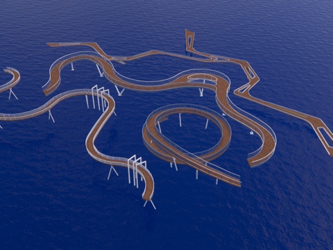 桥 桥梁 滨水栈道 景观桥 高架桥su模型