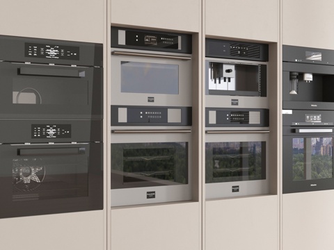 现代嵌入式蒸烤箱 厨房电器su模型